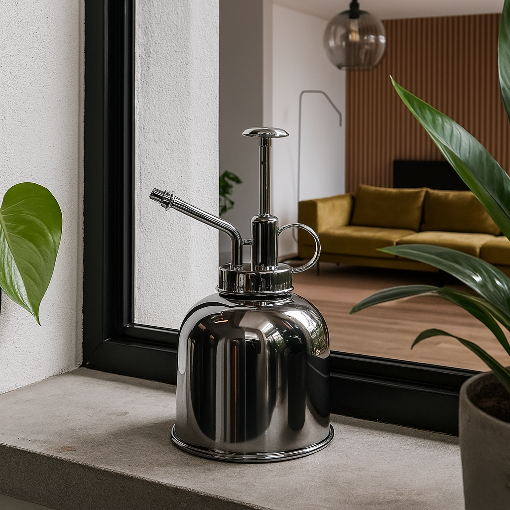 Stilvolle Pflanzenspritze aus Edelstahl – Silber, 300 ml